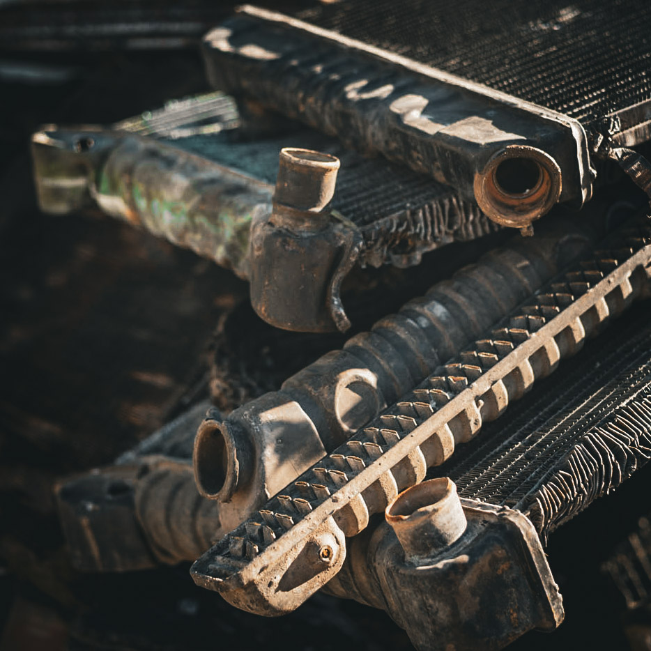 Radiator stack showing fins and tanks