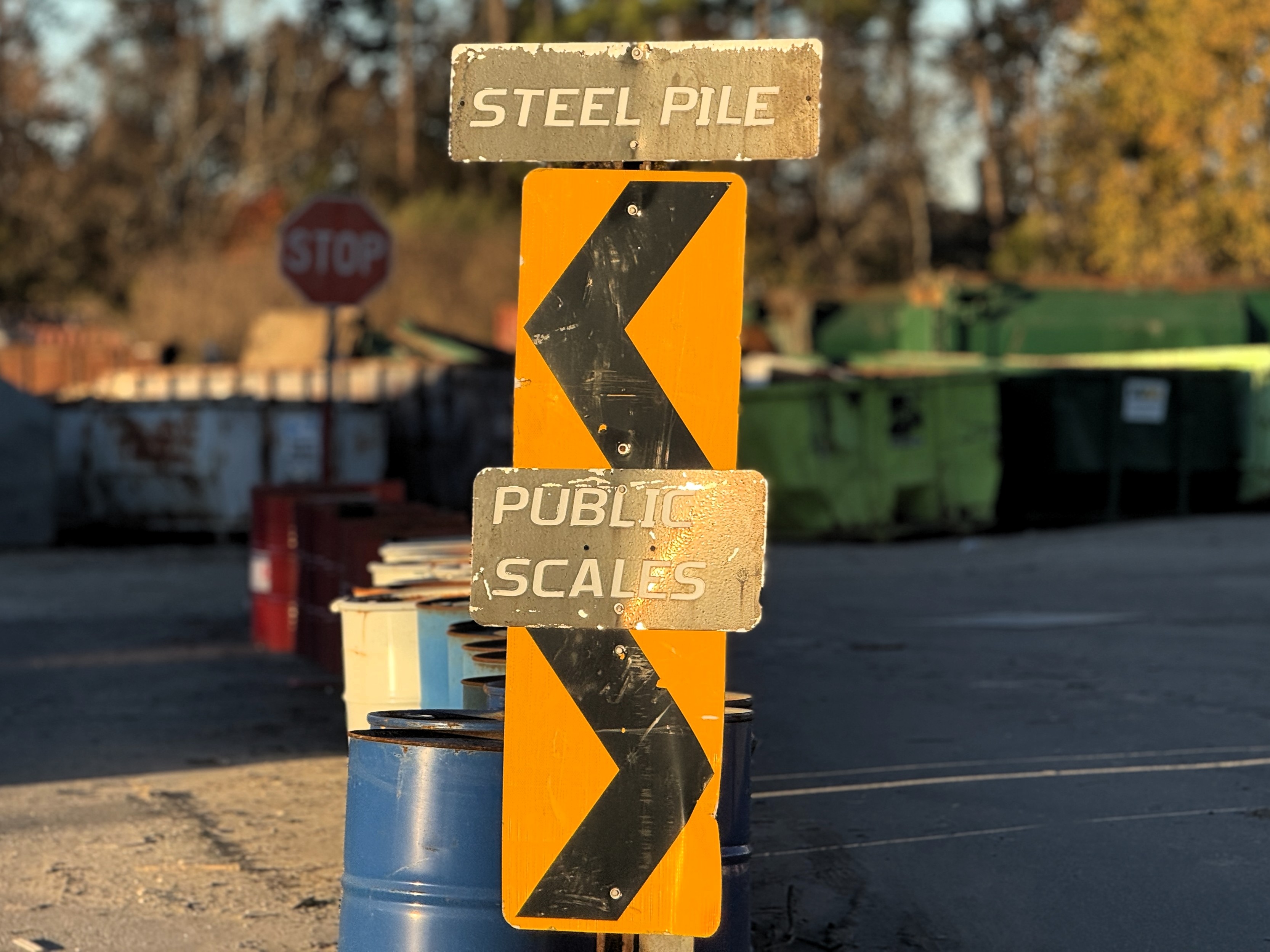 Public non-ferrous lane with clear signage at Jacksonville Metal Recycling